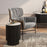 Miles Charcoal Fluted Mango & White Marble Round Side Table with 1 Door - The Furniture Mega Store 