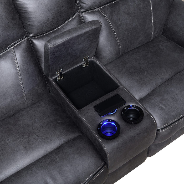 Tech Power Recliner Corner Sofa - Usb + Wireless Charging, Bluetooth Speakers & Cooling/Heating Drinks Holders - The Furniture Mega Store 