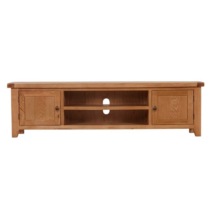 Torino Country Solid Oak Extra Large 2 Door TV Cabinet - 150cm - The Furniture Mega Store 