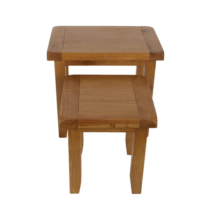 Torino Country Solid Oak Nest Of 2 Tables - The Furniture Mega Store 