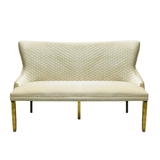 Victoria Cream & Gold Luxury Dining Bench - 160cm - The Furniture Mega Store 