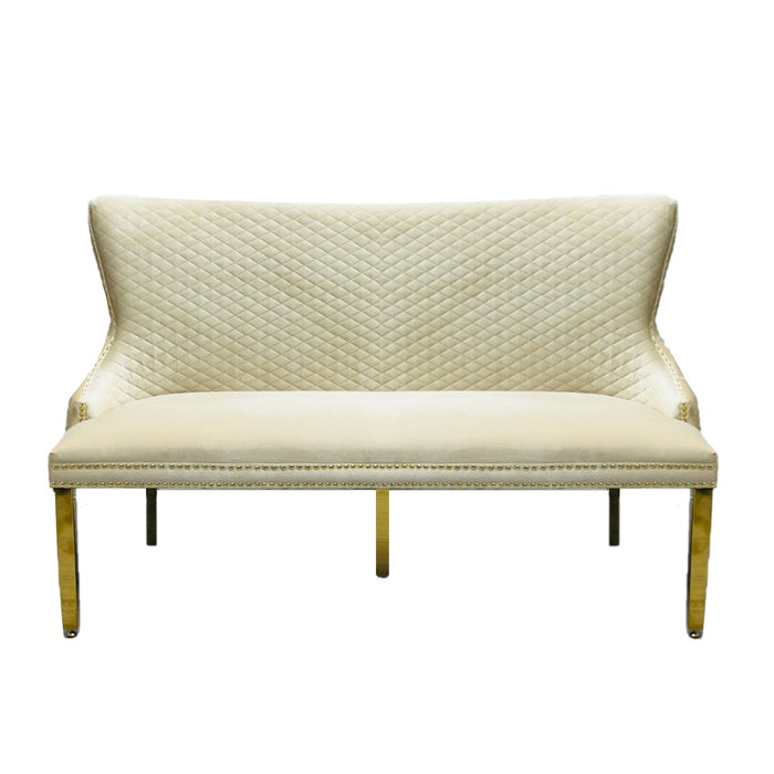 Victoria Cream & Gold Luxury Dining Bench - 160cm - The Furniture Mega Store 