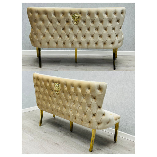 Victoria Cream & Gold Luxury Dining Bench - 160cm - The Furniture Mega Store 