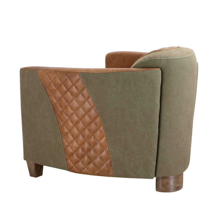 Vincent Rocket Aniline Vintage Leather & Canvas Tub Chair - The Furniture Mega Store 