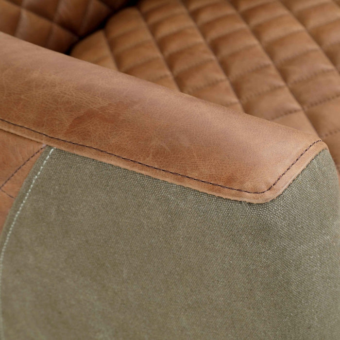 Vincent Rocket Aniline Vintage Leather & Canvas Tub Chair - The Furniture Mega Store 