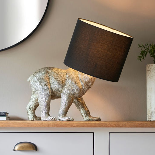 Vintage Silver Wild Bear Table Lamp - The Furniture Mega Store 