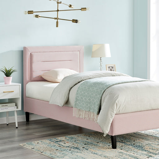 Picasso Pink Fabric Bedstead 3ft Single Bed - The Furniture Mega Store 