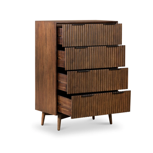 Strand Walnut Chest Of 4 Drawers - The Furniture Mega Store 