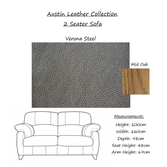 Austin Leather Sofa Collection - Choice Of Sizes, Leathers & Feet - The Furniture Mega Store 