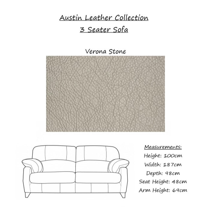 Austin Leather Sofa Collection - Choice Of Sizes, Leathers & Feet - The Furniture Mega Store 