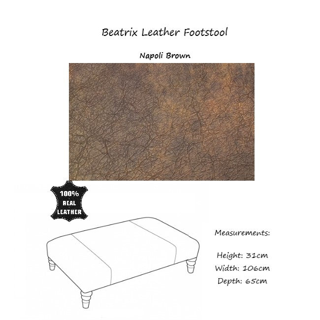 Beatrix Leather Footstool - Choice Of Feet & Leathers - The Furniture Mega Store 