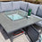 Bettina U Shaped Garden Sofa & Gas Fire Pit Dining Set - Grey - The Furniture Mega Store 