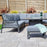 Bettina U Shaped Garden Sofa & Gas Fire Pit Dining Set - Grey - The Furniture Mega Store 