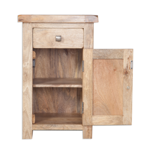 Bombay Mango Wood 1 Drawer 1 Door Bedside Cabinet - The Furniture Mega Store 