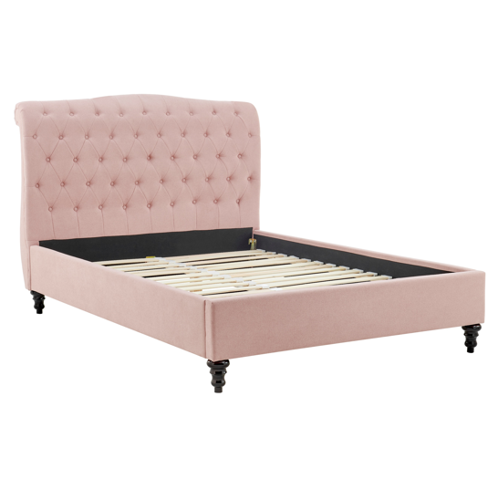 Rosa Fabric 4'6 Double Bed - Pink - The Furniture Mega Store 