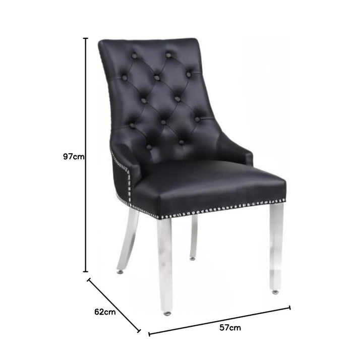 Majestic Midnight Black Faux Leather Dining Chairs - Sold In Pairs - The Furniture Mega Store 