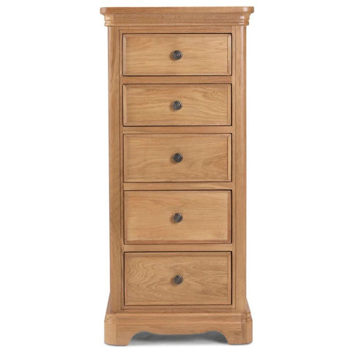 Cannes Natural Oak 2 Door 5 Drawer Tallboy Chest - The Furniture Mega Store 