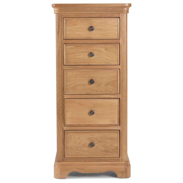 Cannes Natural Oak 2 Door 5 Drawer Tallboy Chest - The Furniture Mega Store 