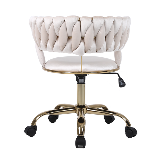 Camelia Cream & Gold Office Chair - The Furniture Mega Store 