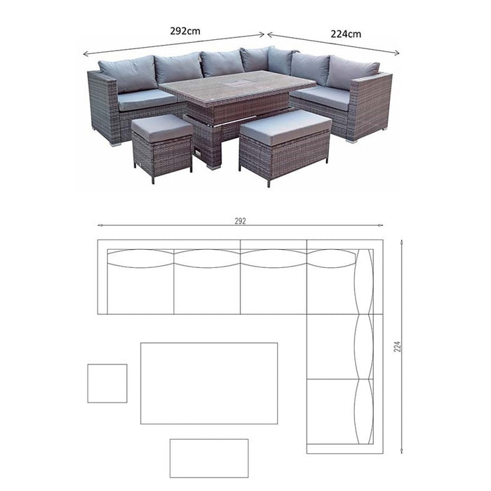 Catalina Modular Corner Sofa & Dining Table with Concealed Ice Bucket - The Furniture Mega Store 