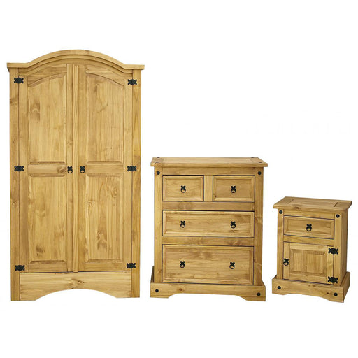 Corona Wardrobe, Chest Drawers & Bedside - Bedroom Set - The Furniture Mega Store 