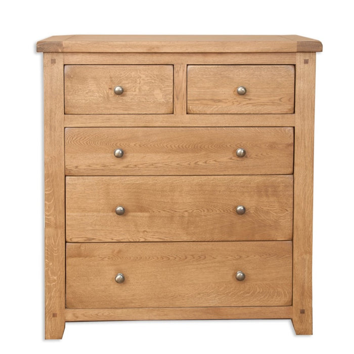 Wiltshire Country Oak 2 over 3 Chest Of Drawers - The Furniture Mega Store 