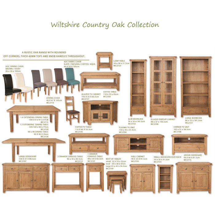 Wiltshire Country Oak 1 Drawer Slim Bookcase - The Furniture Mega Store 