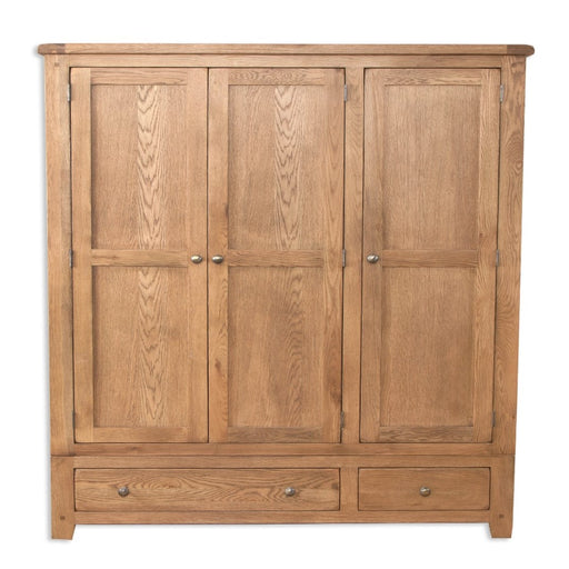Wiltshire Country Oak 3 Door 2 Drawer Triple Wardrobe - The Furniture Mega Store 
