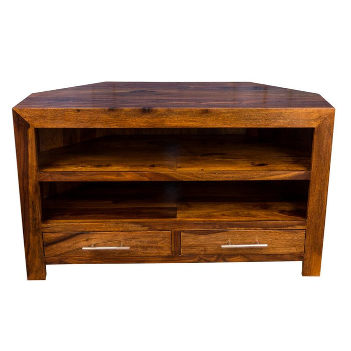 Cuban Petite Sheesham Corner TV Cabinet - The Furniture Mega Store 