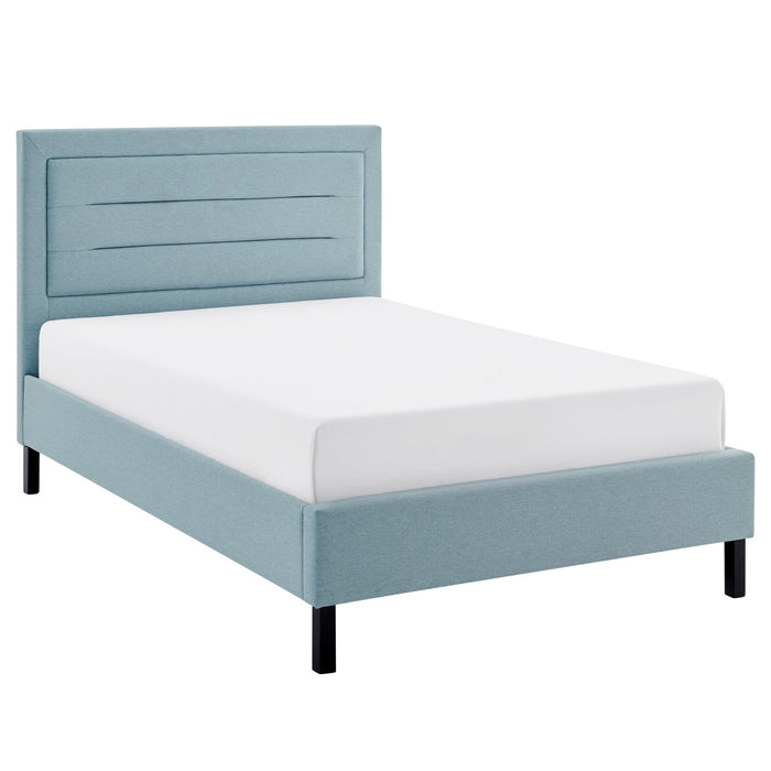 Picasso Duck Egg Blue Fabric Bedstead 3ft Single Bed - The Furniture Mega Store 