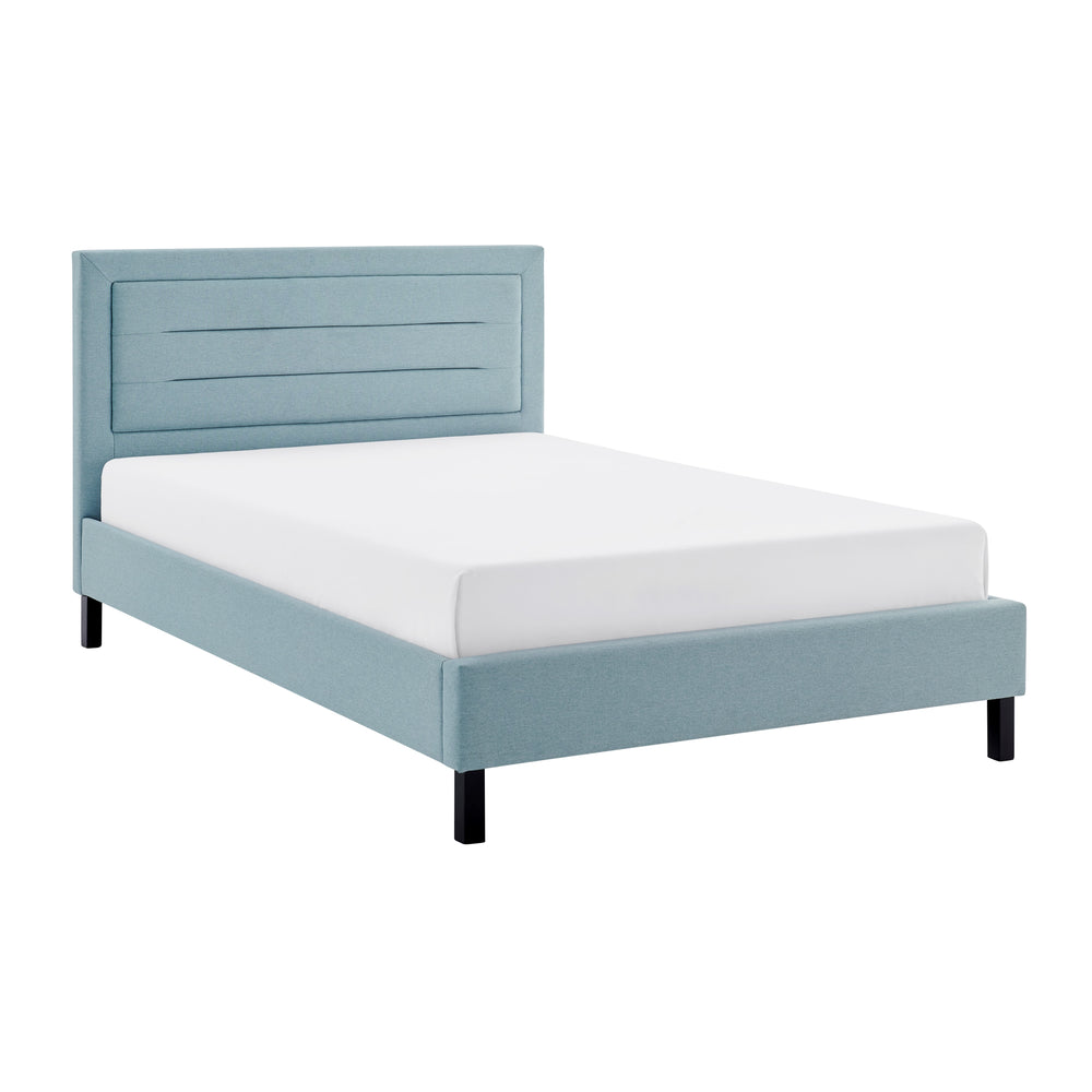 Picasso Duck Egg Blue Fabric Bedstead 4ft 6 Double Bed - The Furniture Mega Store 