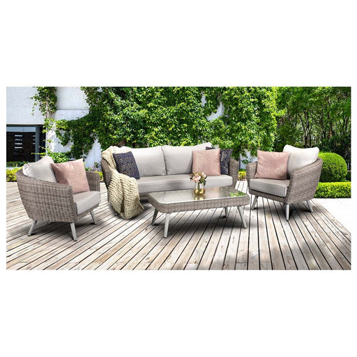 Danielle Five-Seater Garden Sofa & Coffee Table Set - Light Grey - The Furniture Mega Store 