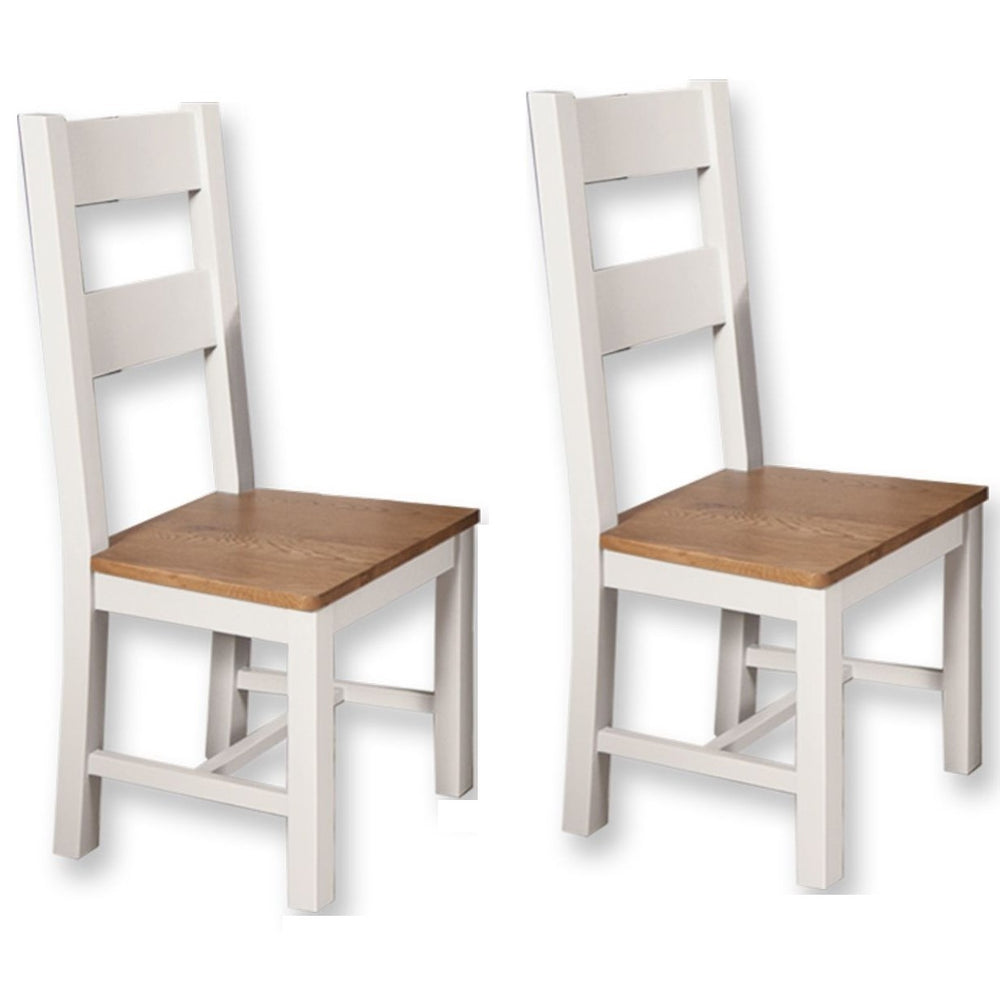 St.Ives White Painted & Oak Dining Chairs - Sold In Pairs - The Furniture Mega Store 