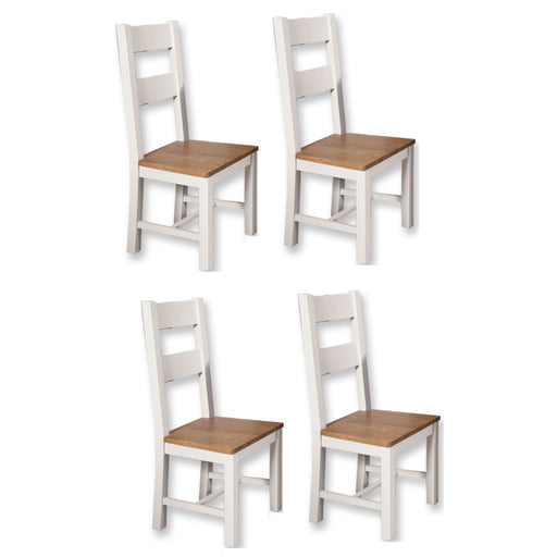 St.Ives White Painted & Oak Dining Chairs - Sold In Pairs - The Furniture Mega Store 