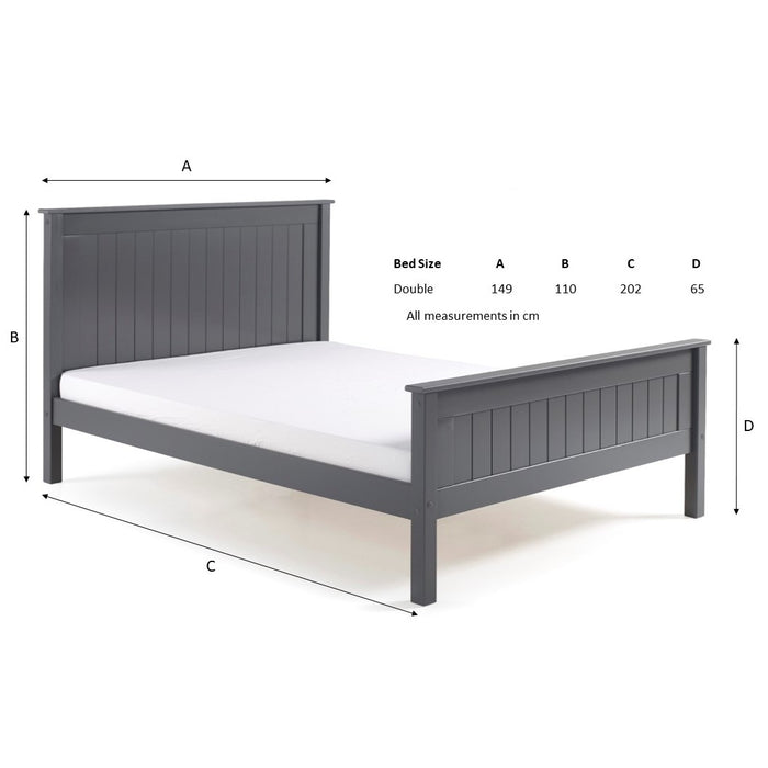 Tito High Foot End 4"6 Double Bed - Light Grey - The Furniture Mega Store 