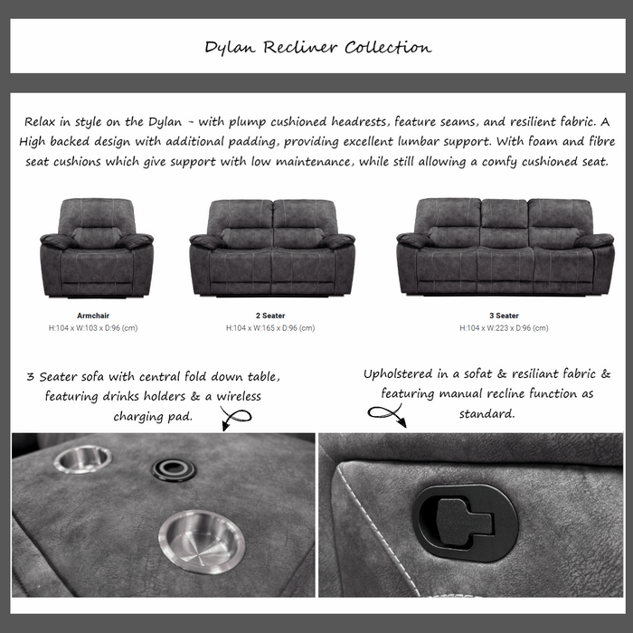 Dylan Fabric Manual Recliner Armchair - The Furniture Mega Store 