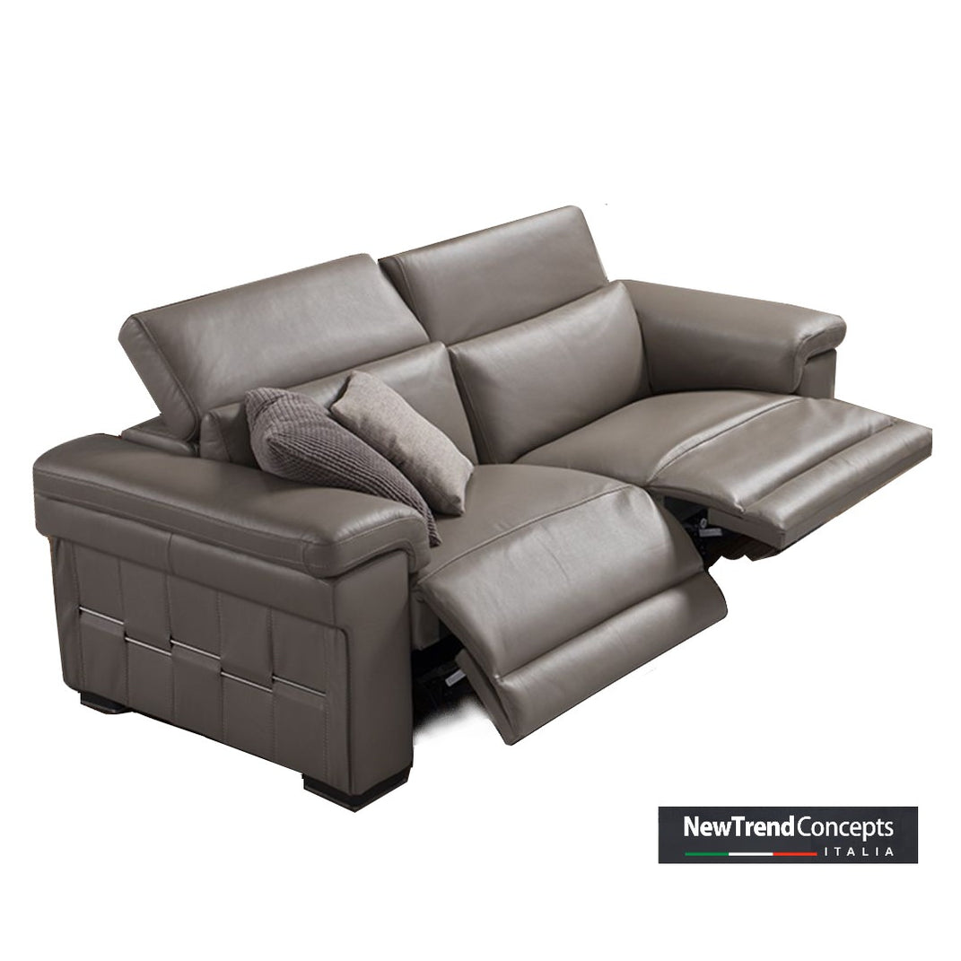 Elettra Italian Leather Power Recliner With Adjustable Headrests Sofa