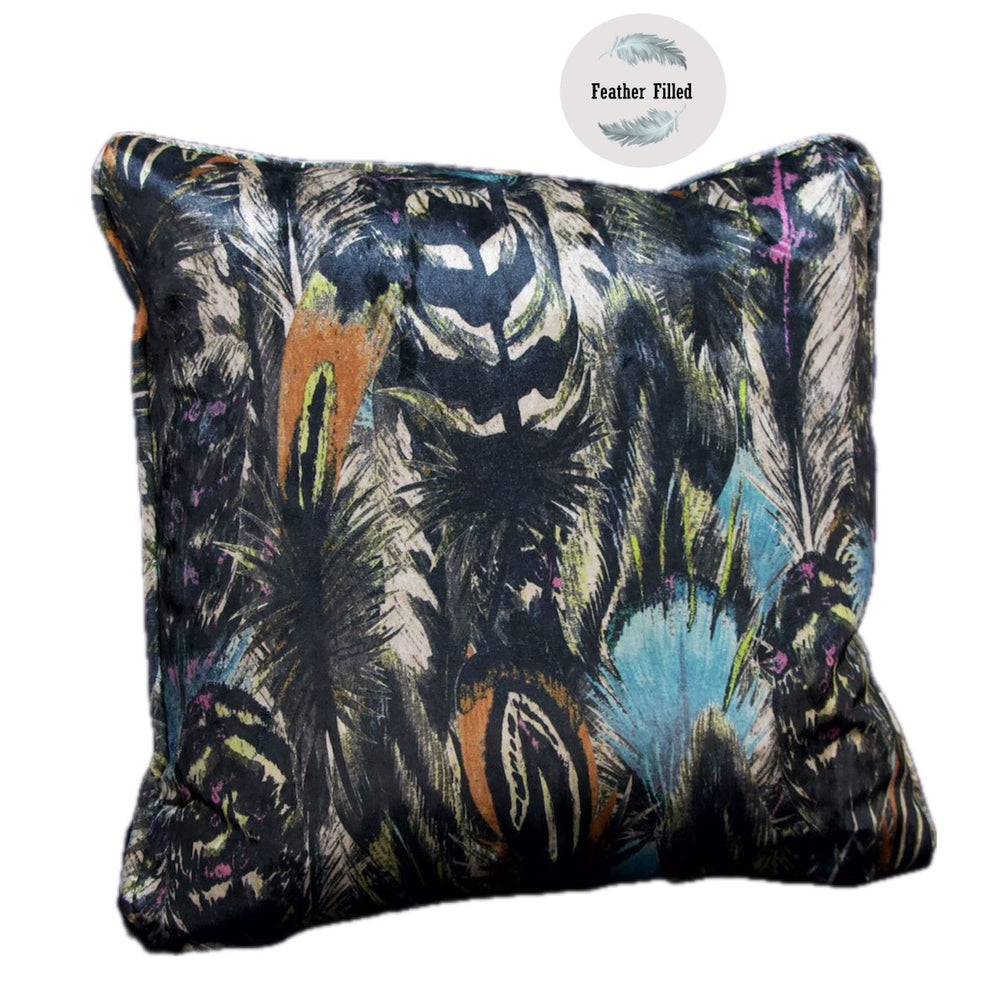 Feathers Jewel Velvet Fabric Cushions - Choice Of Type & Size - The Furniture Mega Store 
