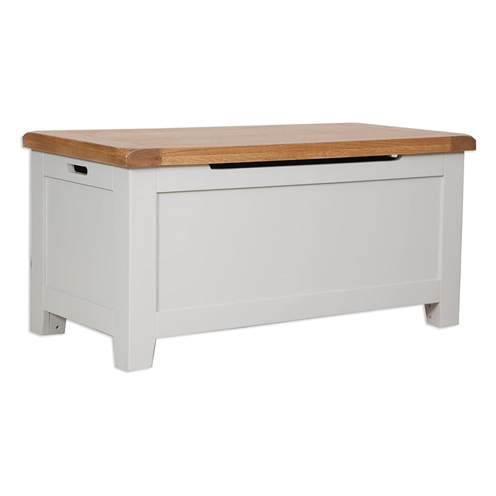 St.Ives French Grey & Oak Blanket Box - The Furniture Mega Store 