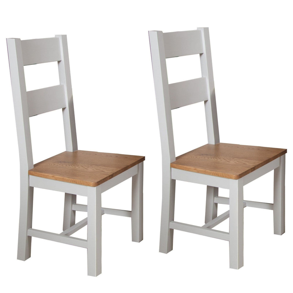 St.Ives French Grey & Oak Dining Chairs - Sold In Pairs - The Furniture Mega Store 