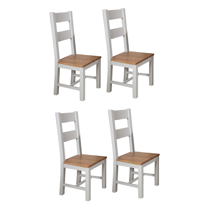 St.Ives French Grey & Oak Dining Chairs - Sold In Pairs - The Furniture Mega Store 