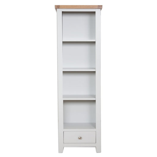 St.Ives French Grey & Oak Tall Slim Bookcase - The Furniture Mega Store 