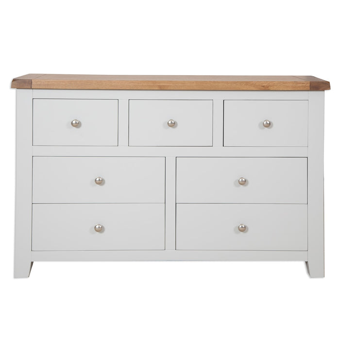 St.Ives French Grey & Oak 7 Drawer Wide Chest - The Furniture Mega Store 