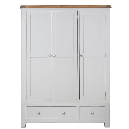 St.Ives French Grey & Oak 3 Door 2 Drawer Triple Wardrobe - The Furniture Mega Store 