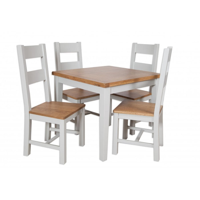 St.Ives French Grey & Oak Dining Chairs - Sold In Pairs - The Furniture Mega Store 