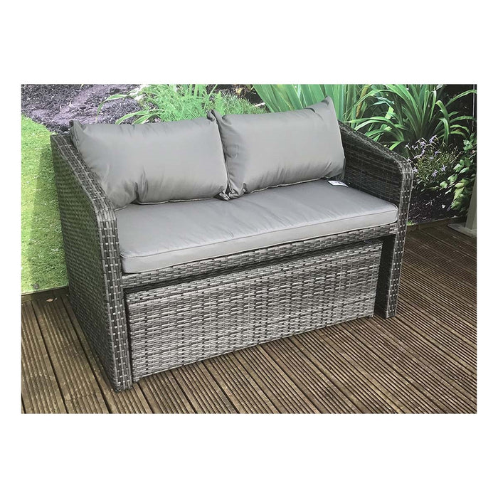 Gemma Compact Wicker Sofa & Coffee Table Set in Grey - The Furniture Mega Store 