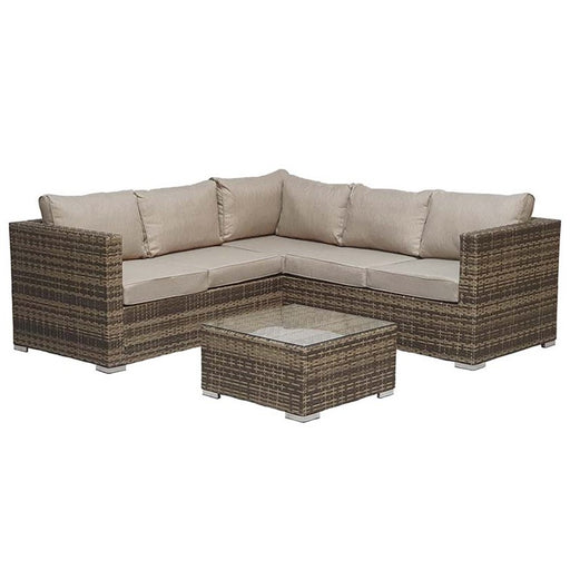 Georgia Compact Corner Sofa & Coffee Table Set - Mixed Brown - The Furniture Mega Store 