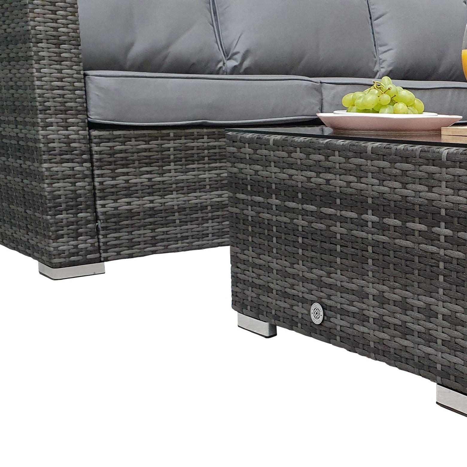 Compact Corner Sofa & Coffee Table Set Mixed Grey The