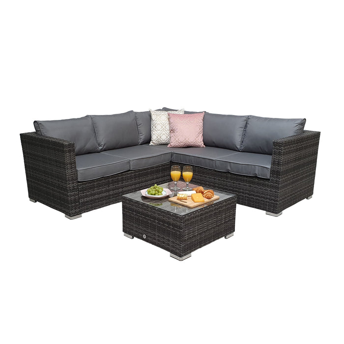 Georgia Compact Corner Sofa & Coffee Table Set - Mixed Grey - The Furniture Mega Store 