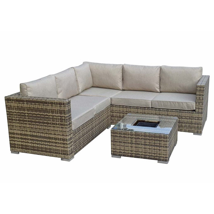 Georgia Compact Corner Sofa & Ice Bucket Table Set - Mixed Brown - The Furniture Mega Store 